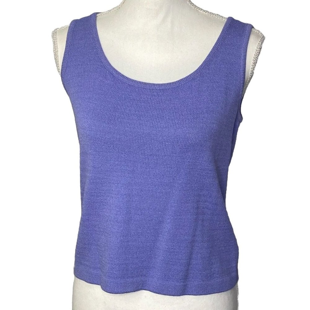 St. John By Marie gray Women’s Knit Blouse Sleeveless Purple Size PS Made In USA